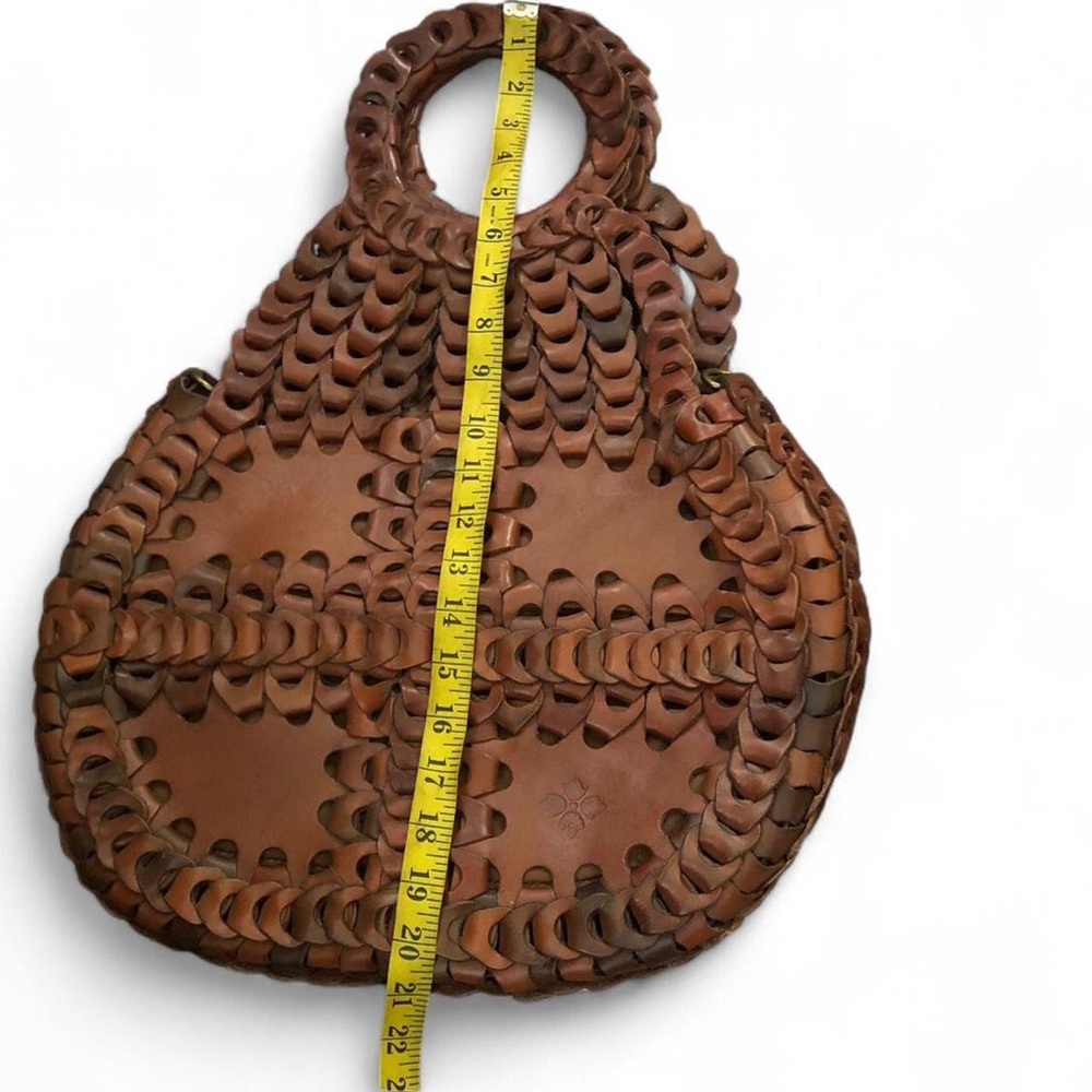 Patricia Nash Brown Flapover Pisticci Chainlink Leather Shoulder Hand Bag Purse - Picture 5 of 8